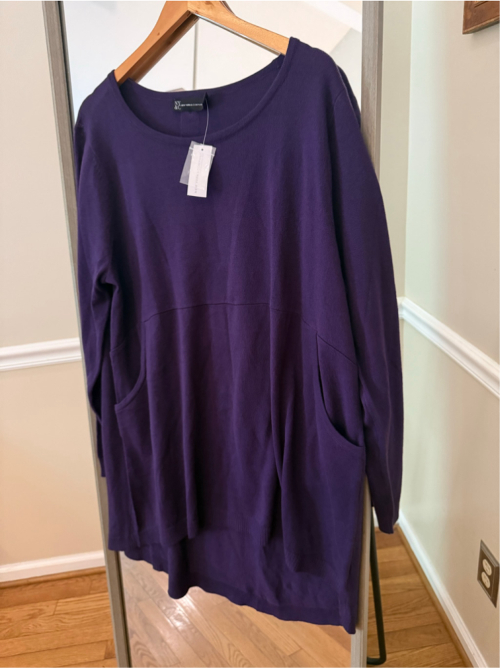 Women's New York & Company Purple Crew Neck Sweater, Size XXL - Picture 3 of 5